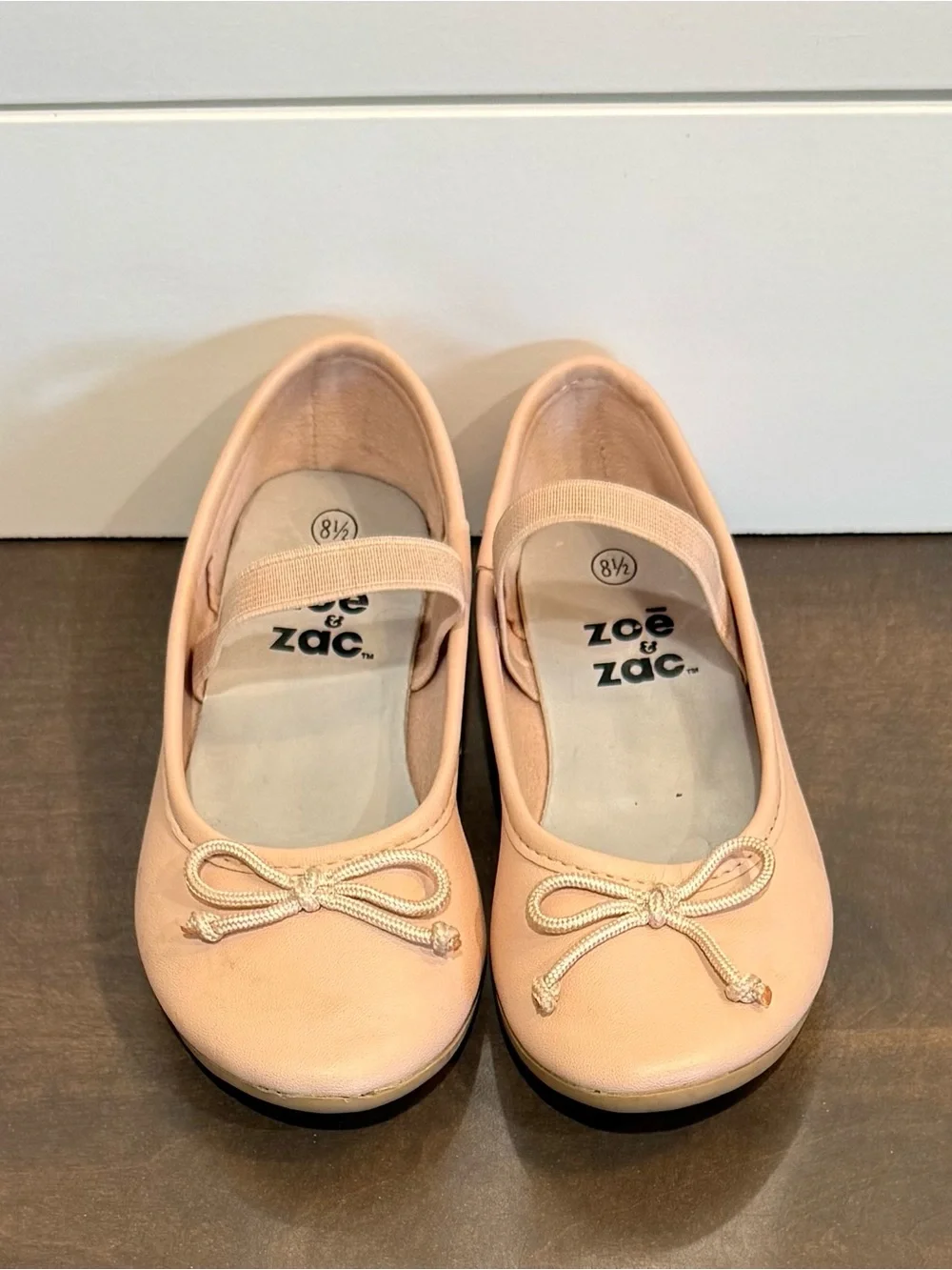 Zoe & Zac Girls Blush Pink Mary Jane Ballet Flats with Bow Size 8.5